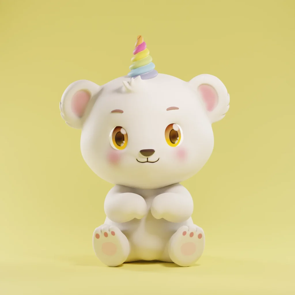 3d cute white bear
